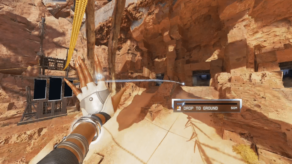 Apex Legends Loba throwing her bracelet while on a zipline