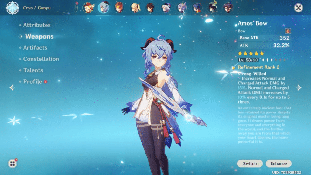 Genshin Impact Ganyu Best Build, Weapon, and Artifacts