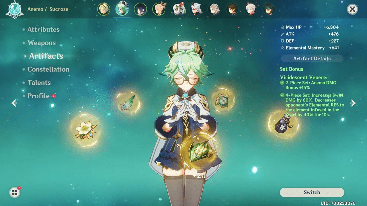 Genshin Impact Best Sucrose SubDPS Build