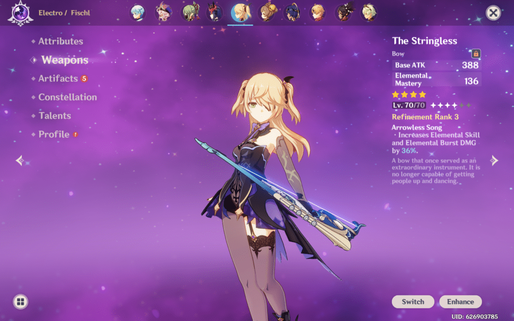 Genshin Impact Best Fischl SubDPS Build