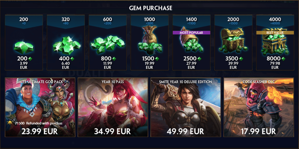 The Different Currencies in Smite
