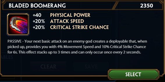 Bladed Boomerang Smite Crit Builds