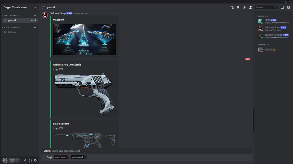 A photo using Valorant Shop on Discord