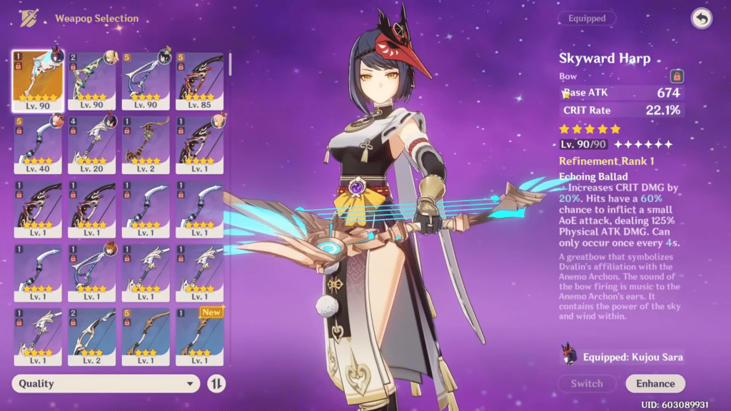 Genshin Impact Best Kujou Sara Support Build