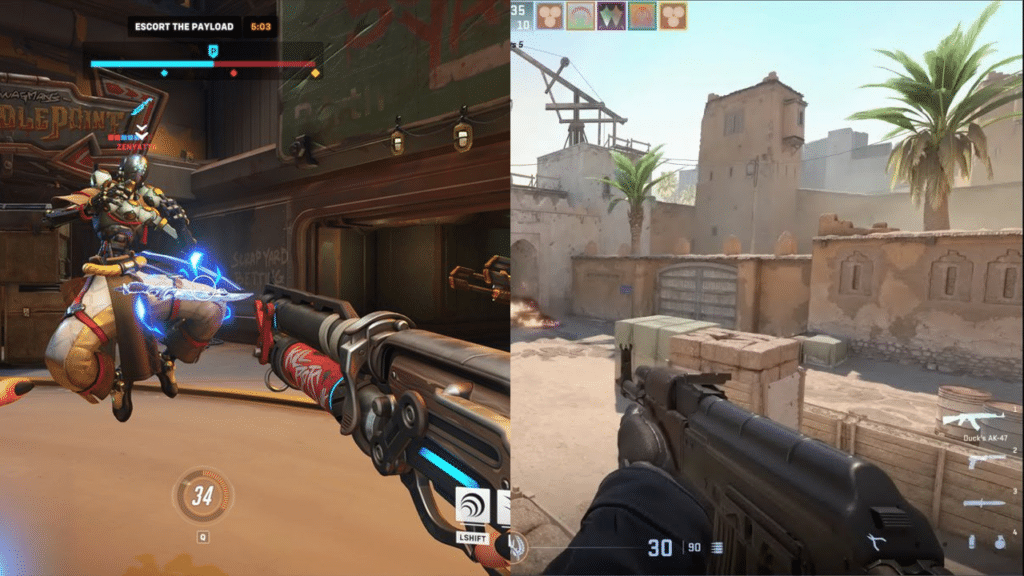 CS2 vs overwatch 2 gameplay comparisons