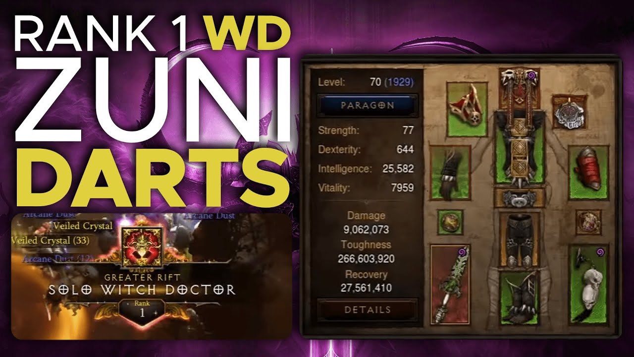 wudijo Diablo 3 Season 30 GR150 Rank 1 HC WD Zuni Darts