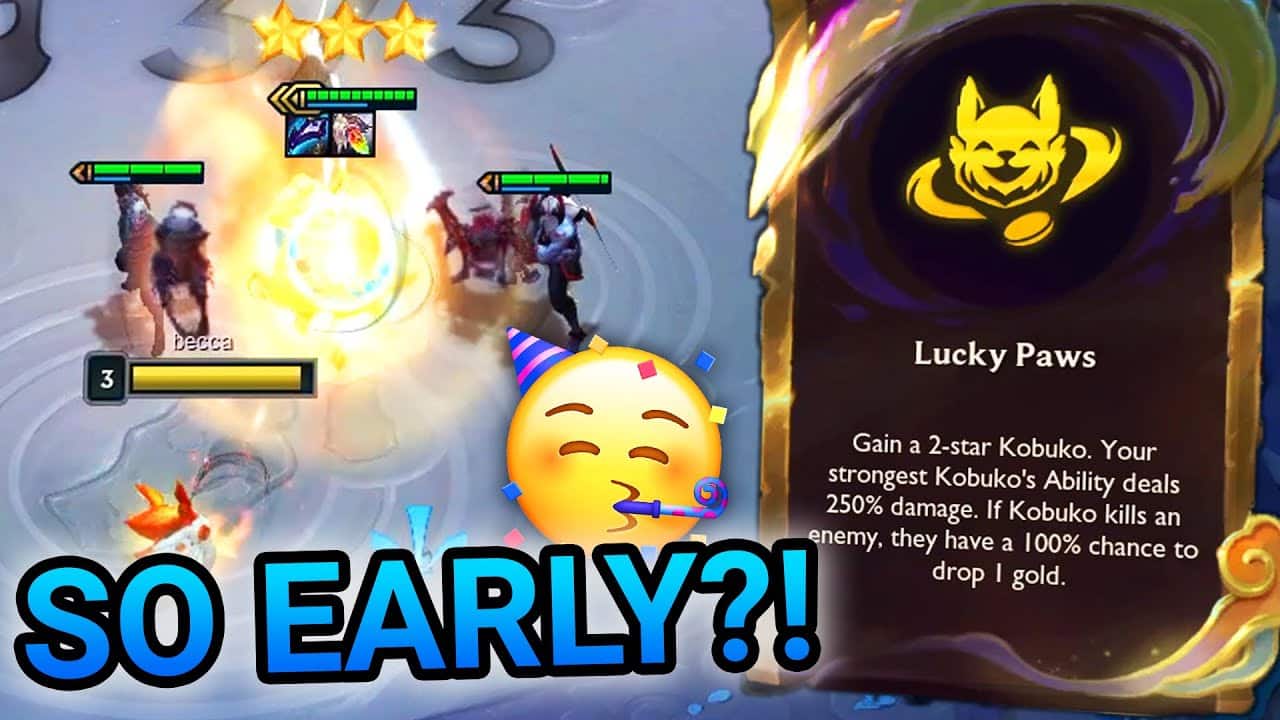 Becca Lucky Paw Kobuko at Level 3?! (Infinite HP Scaling all Game) Teamfight Tactics Inkborn