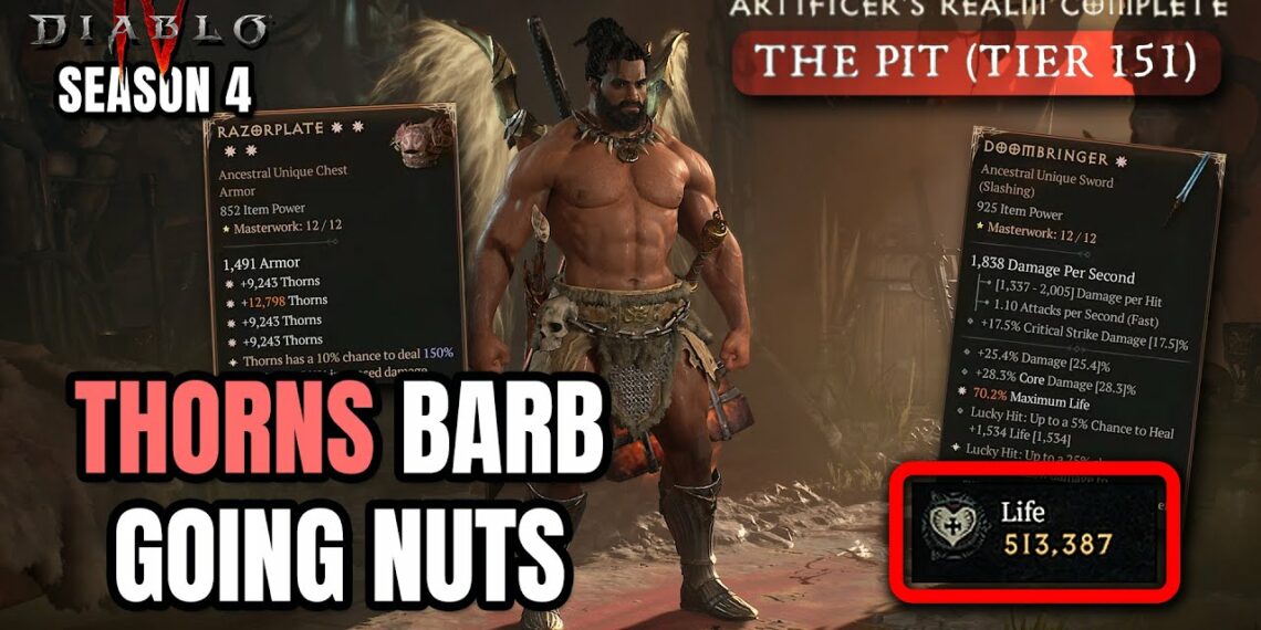 Rob2628: Thorns Barb Going NUTS - PIT 151 SOLO CLEAR! Diablo 4 
