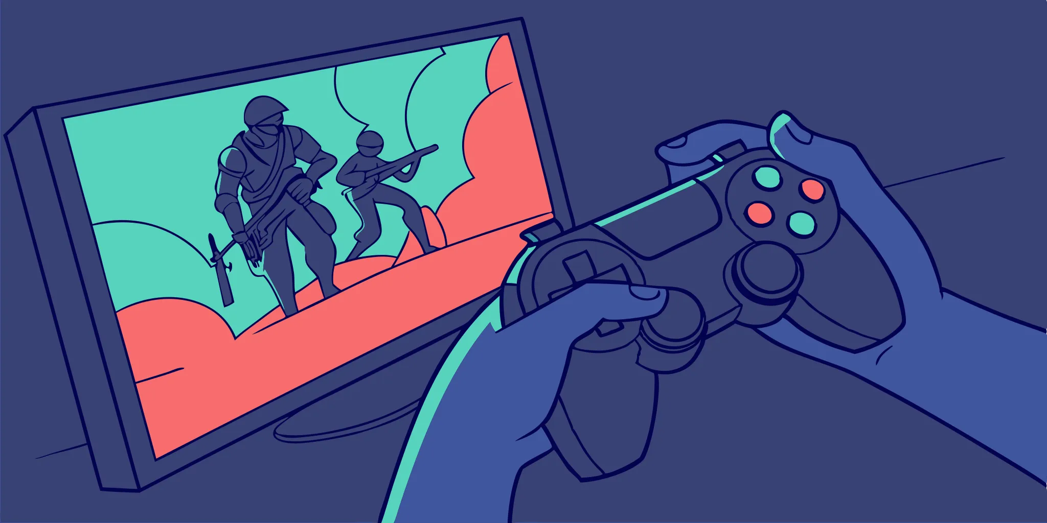 Gamer focused on controller, competing in a high-stakes video game match.