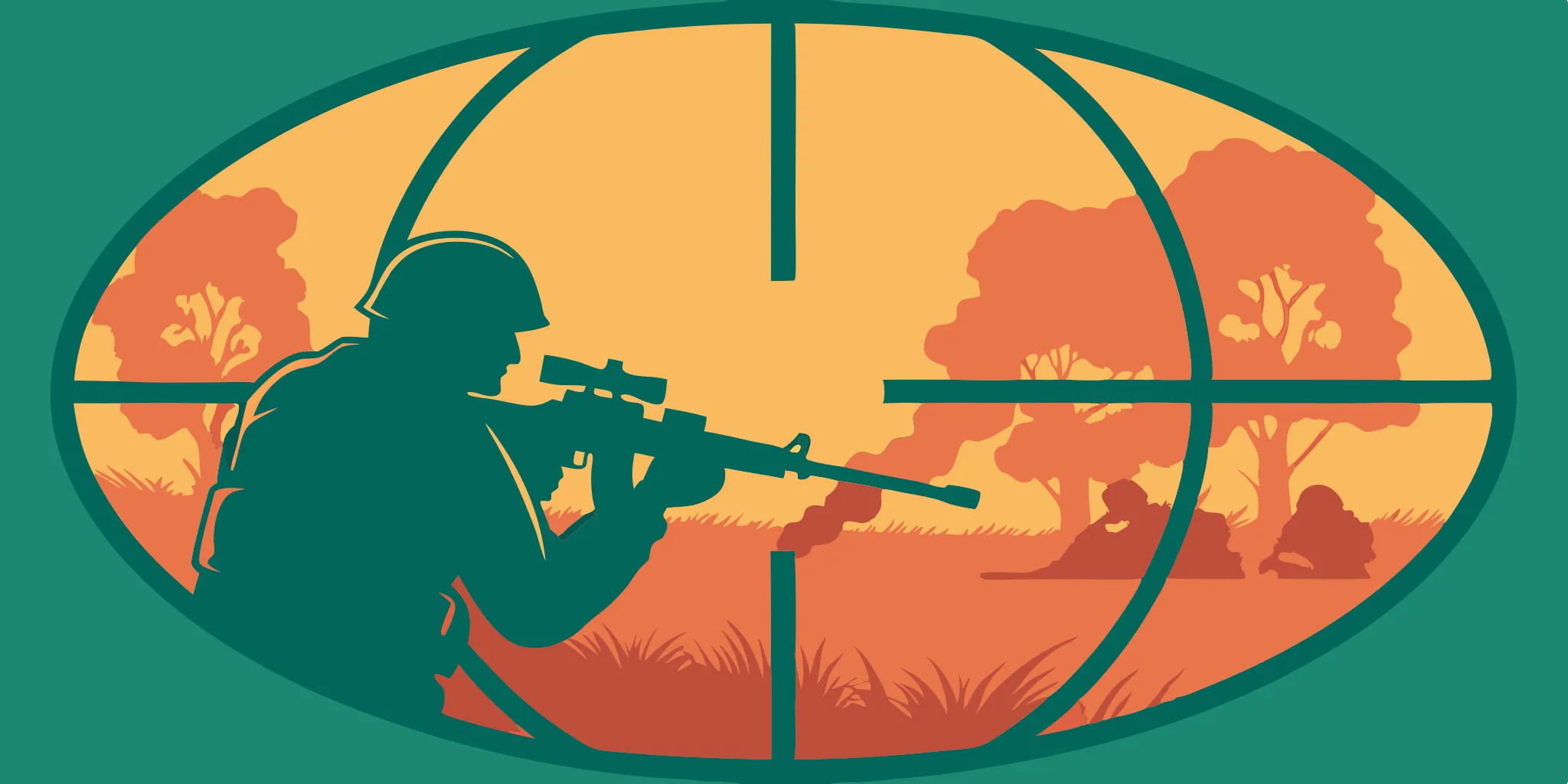 Soldier aiming down sights, demonstrating proper crosshair placement.